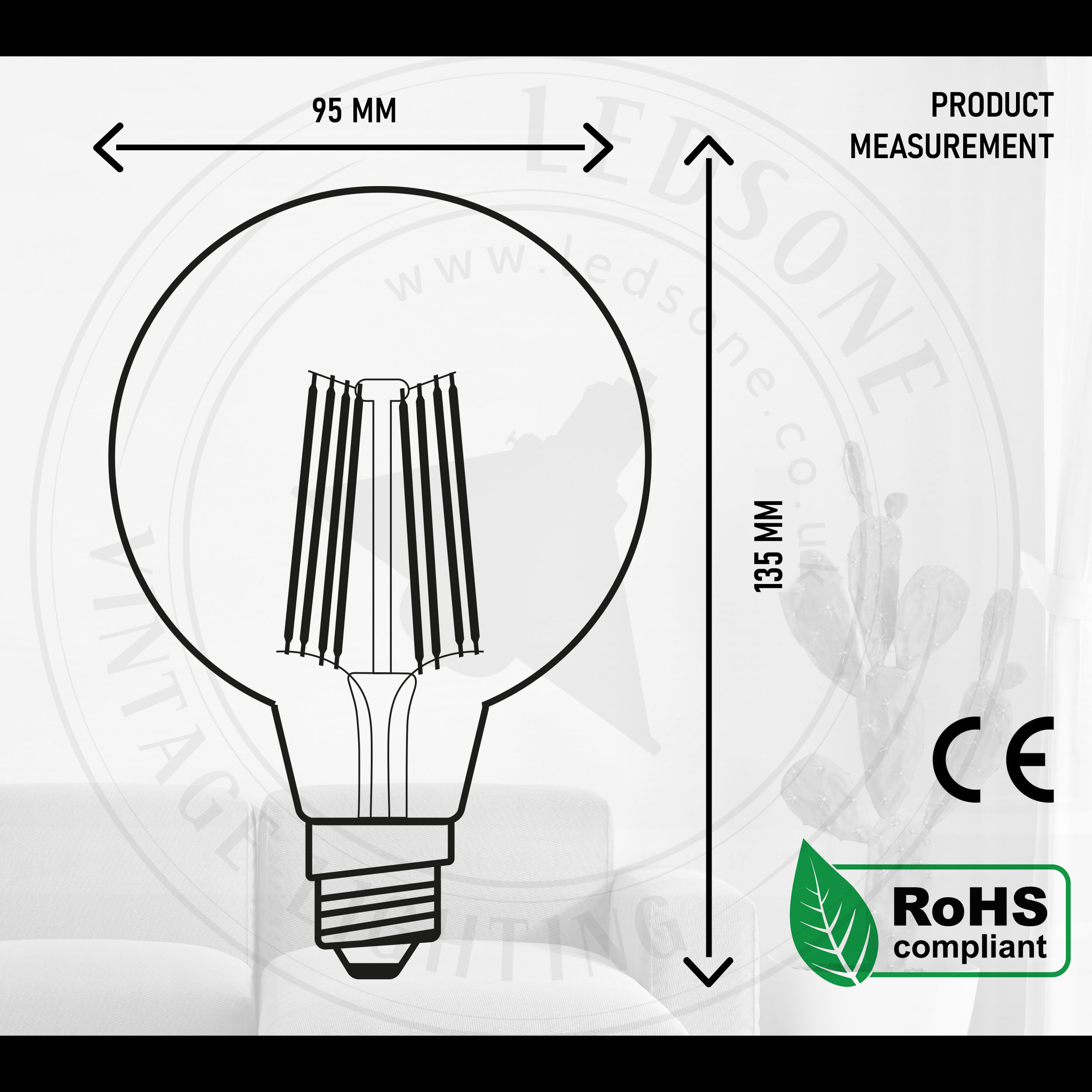 Vintage Filament LED Edison Bulb Dimmable E14 E27 Decorative Industrial Lights