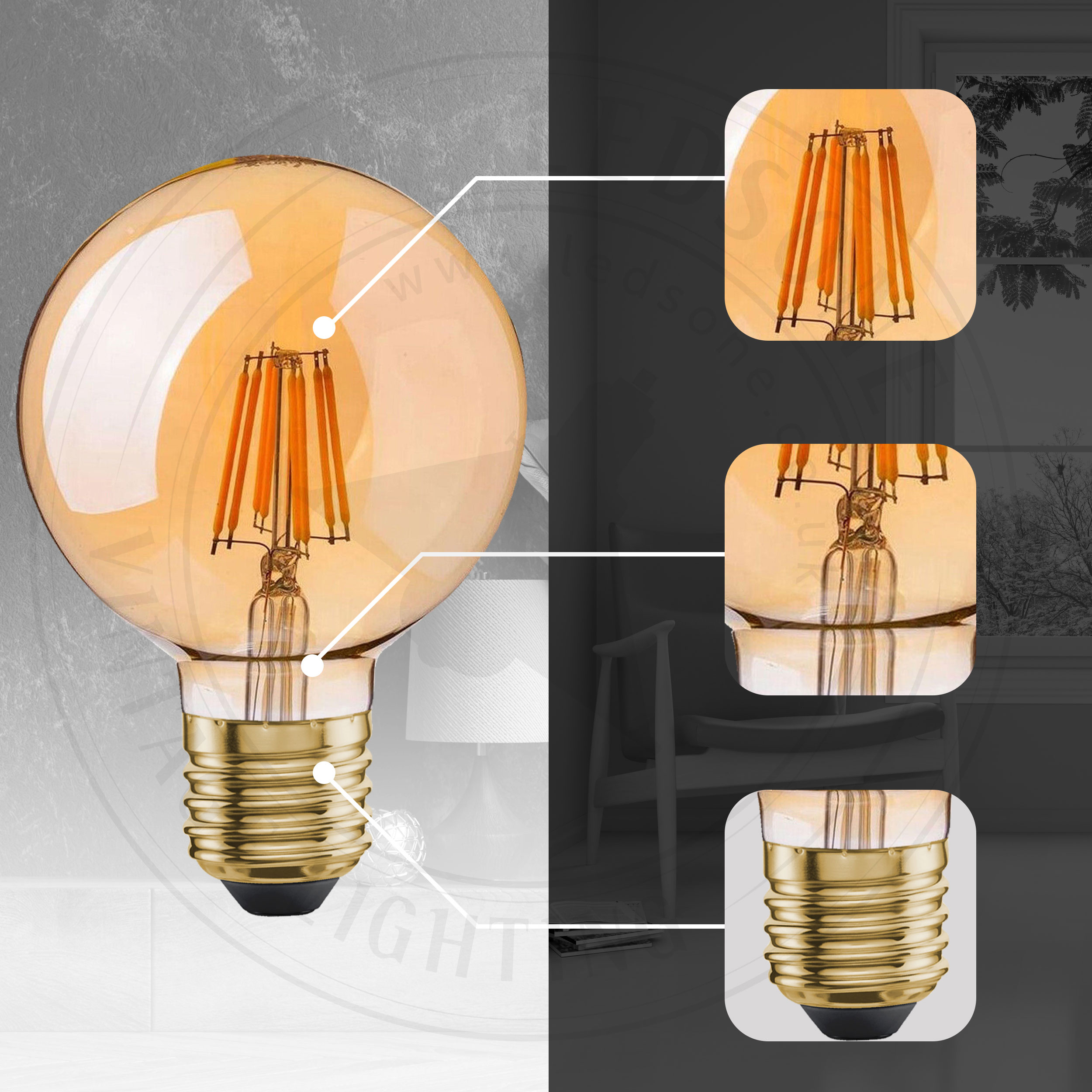 Vintage Edison Light Bulb Industrial Led Filament Dimmable Bulb Squirrel Cage A+